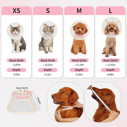 Soft Dog Cone Collar to Stop Licking-Adjustable Comfortable Mesh Recovery Collar After Surgery for Small or Miniature Dogs, Alternative to Plastic Elizabethan Collars for Neuter Incision Care (Pink,L)