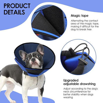 Large Dog Soft Cone Recovery Collar, Comfortable Dog Head Cone Collar for Large Dogs, Pet Surgery Cone Soft Neck Protector, Blue L