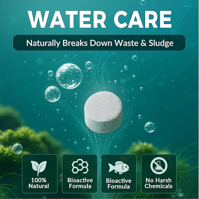 Muck Clear – Natural Pond Sludge Treatment, 250 Tablets for Ponds, Fountains & Bird Baths, Beneficial Bacteria & Enzymes, Chemical-Free & Safe for Fish, Pets & Wildlife