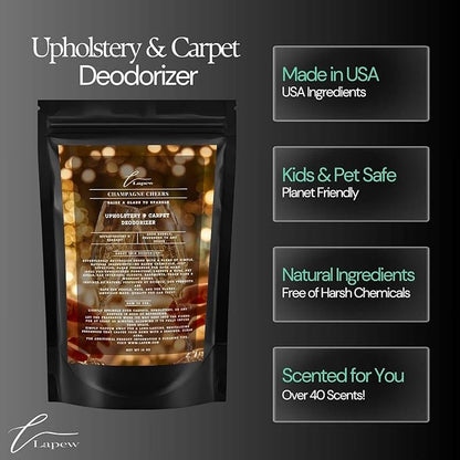 Champagne Cheers Carpet Freshener Powder: Powerful Odor Eliminator for Home, Upholstery Deodorizer, Carpet Deodorizer, Pet Urine, Cat Litter Box - Champagne Toast Fragrance