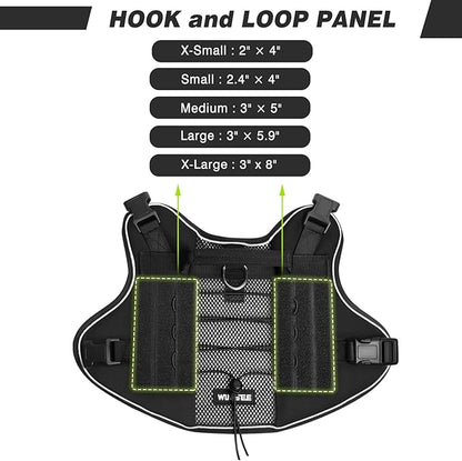 WINSEE Service Dog in Training Mesh Harness with 10 Pet Patches, Soft Air Mesh Breathable Tactical Dog Molle Vest, Reflective Military Pet Vest for Walking Hiking for Small Dogs
