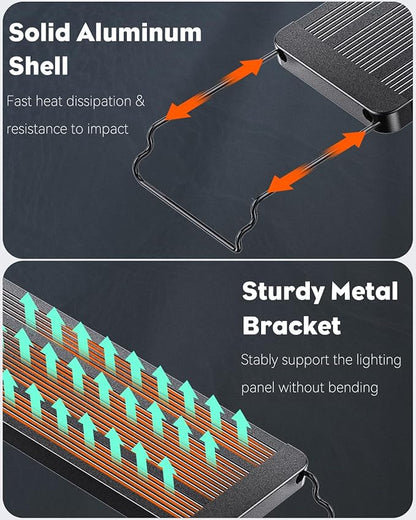 Pawfly 26W Saltwater Aquarium Light for 24" to 30" Fish Tanks Dimmable LED Reef Light for Coral Extendable Marine Fish Tank Light with Full Spectrum D/N Mode Timer Auto On/Off Adjustable Brightness