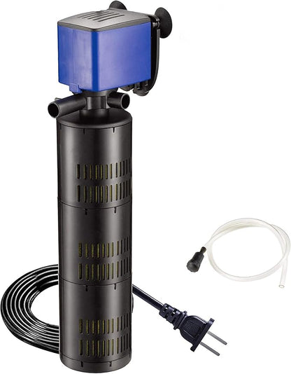 Water Pump 475 GPH 3-in-1 Submersible Internal Filter Aquarium Powerhead Water Pump Ultra Quiet for Aquarium,Fish Tank-4 Pack