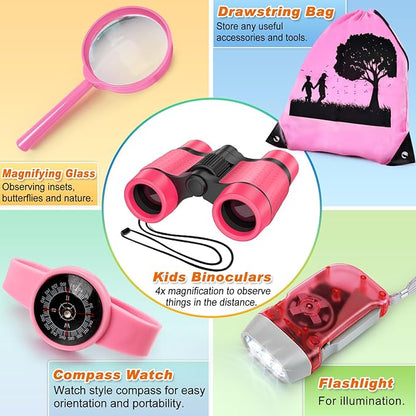 Kids Explorer Kit & Bug Catcher Kit, Camping Gear for Kids, Outdoor Exploration Set with Backpack & Binoculars, Ideal Outdoor Adventure Toys for Boys Girls 3-12