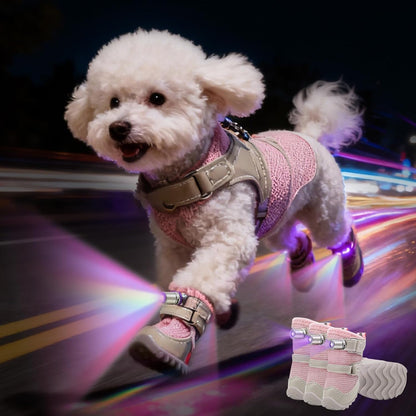 LED Light-Up Dog Boots – 4-Pack, 3 Sizes, 2 Colors