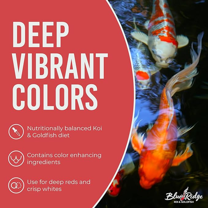 Blue Ridge Koi Fish Food 25lb - Koi Food Mini Growth Formula, Goldfish Food, Premium Fish Food for Ponds, Ponds Fish Food, Floating Pond Pellets