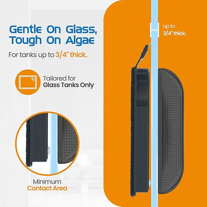 FL!PPER Flipper Cleaner Float - 2-in-1 Floating Magnetic Aquarium Glass Cleaner - Fish Tank - Scrubber & Scraper Aquarium Cleaning Tools – Fish Tank, Max