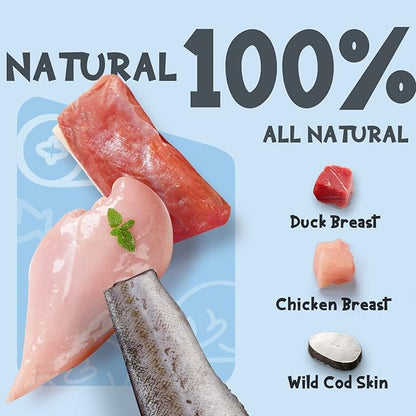 ASMPET Dog Treats Chews, Chicken & Duck Wrapped Cod Skin Sticks, Rawhide Free Cod Skin Treats for Dogs 10.6 oz