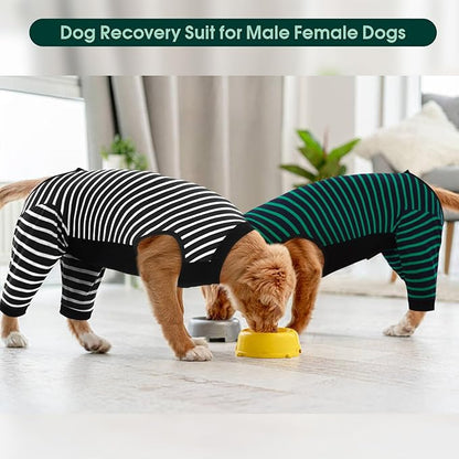 Kuoser Dog Recovery Suit, Anti Licking Dogs Rear Leg Sleeve, Abdominal Dog Surgical Suit with Pants Cover Protect Wounds, Dogs Elbow Protector Soft Pet Surgery Onesie Cone Alternative, Black 3XL
