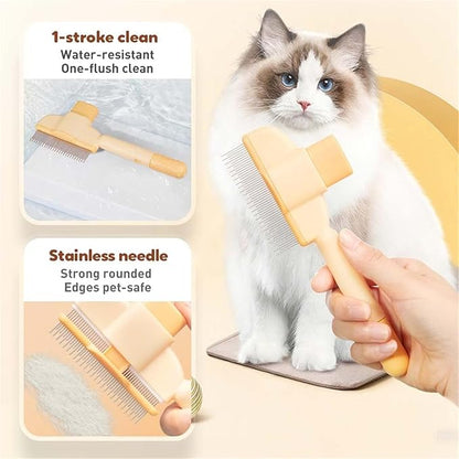 Avatore Zenbrush Cat Comb, 2025 Upgraded Cat Brush with Release Button, Flea Comb for Cats, Click Self Cleaning Pet Hair Removal Combs (Green*2)
