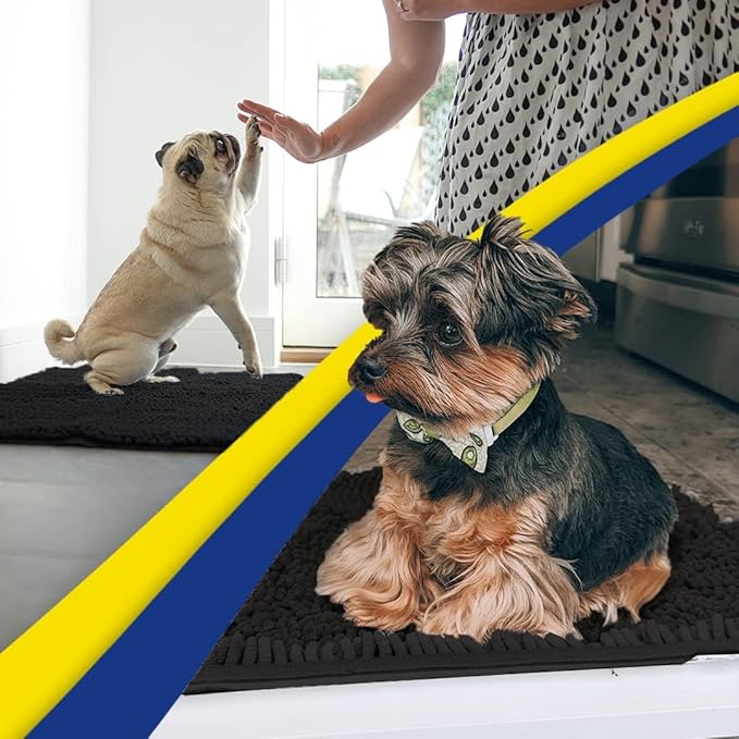 Muddy Mat® Shown on TV – Super Absorbent Door Mat Indoor, Microfiber Quick Dry Chenille Entryway Rug, Non-Slip Front Door Mat, Indoor Mats for Entryway, Machine Washable Pet Rug, Black 36"x72"