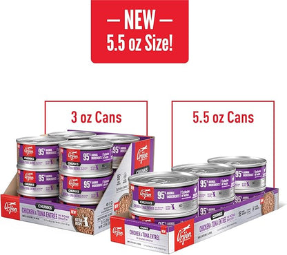 ORIJEN Chunks & Shreds Wet Cat Food Chicken and Tuna Kitten Entrée 3oz Cans (12 Count)