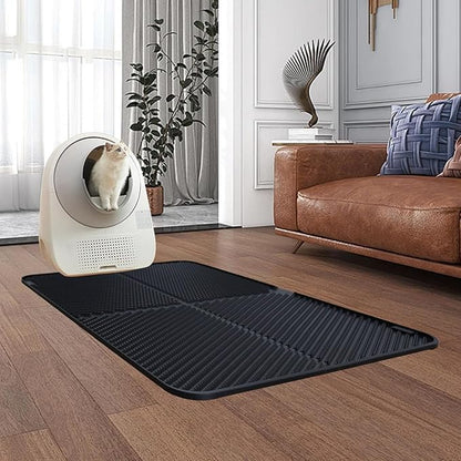Silicone Cat Litter Mat, Scratch-Resistant Litter Trapping Mat, Waterproof & Non-Slip Litter Box Mat, Highly Effective for Collecting Litter, Easy to Clean for Indoor Use