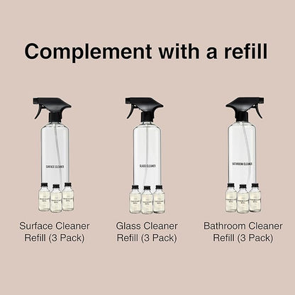 Public Goods Empty Glass Spray Bottle for Multi-Surface Cleaner | Refillable Spray Bottle for Cleaning | Made with Borosilicate Glass for Countertops, Tile, Floors, Appliances | BPA Free | 24 Oz
