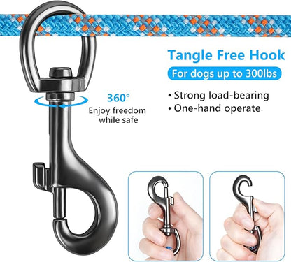 Tresbro Dog Tie Out Cable for Camping, 50ft/75ft/100ft Trolley System for Dogs up to 300lbs, Portable Lightweight Dog Runner Lead for Yard, Reflective Camping Leash for Courtyard, Park, Outside