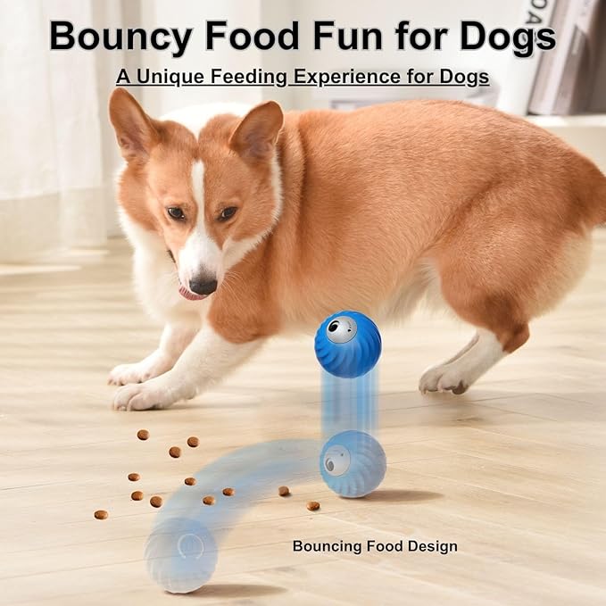Zoomie Buddy 2.0, Zoomie Buddy for Dogs, 2 in 1 Smart Touch Interactive Dog Balls ＆ Pet Feeder, 2.83" Diameter, Suitable for Small/Medium Dogs, with Fruit Plush Cover (2*Blue, Only)