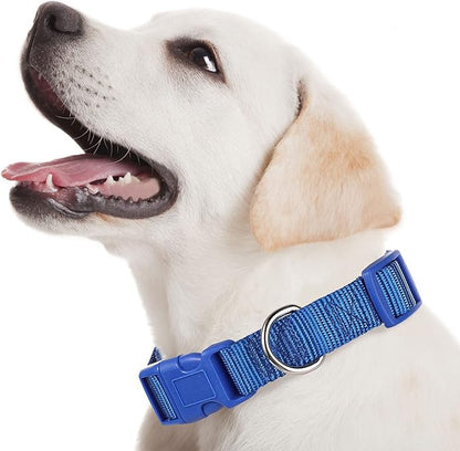 9 Pieces Adjustable Dog Collar for Animal, Soft Nylon Pets Puppy Collar with Quick Release Buckle Holder Bulk for Dogs Walking Running Training(Medium,Retro Colors)
