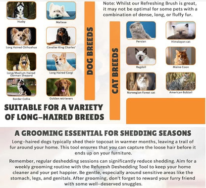 Deshedding Dog Brush for Long Hair (Medium,Red) – Gentle Deshedding tool for Dogs & Cats – Reduces shedding, without damaging topcoat. Removes Loose Fur & Dead Undercoat.