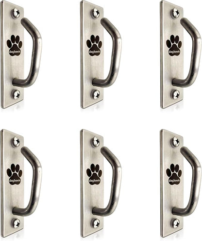 Canine Hitch- Secure Dog Leash Parking Mounted Indoor – Outdoor Wall Hook - Tie Out Stainless Steel Practical Lead Management for Home & Business, Slim Compact 6 Pack