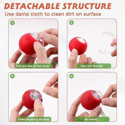 Speed 2.0 Tail Interactive Cat Toys for Indoor Cats, Chirping & Motion Activate Ca t Toy, Smart Kitten Rolling Ball Moving Ball Toys, Rechargeable Dog Cat Bal l for Enrichment Exercise (Grey)