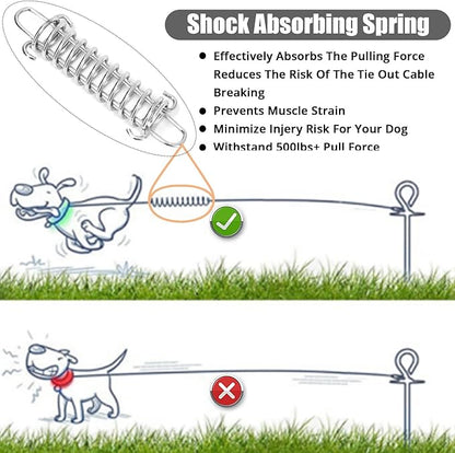 Jenico 100 FT Dog Runner Cable with Swivel Hook, Outdoor and Camping Dog Leash Run Tether, Rust-Proof Training Line for Small to Medium Pets Up to 500 LBS