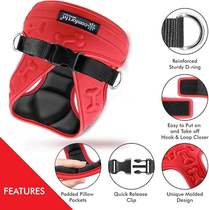 Comfort Fit Dog Harness No Pull No Escape Harness Adjustable Buckles Soft Padded Reflective Choke Step in Dog Vest with Easy Control Handle for Small Medium Large Dogs & Puppies