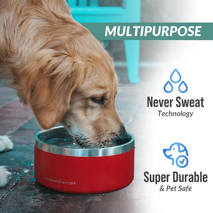 Coldest Dog Bowl - Anti Rust Metal, Non Slip, 3 Layers Insulated Stainless Steel Dog Bowls - Spill Proof & Heavy Duty - Water Bowl for Dogs, Cats & Pets, Dish Washer Safe (200 oz, Cotton Candy Pink)
