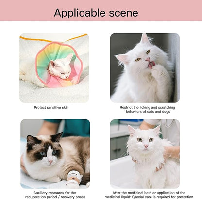 Touchdog Foldable Dog Cone Collar for Cats & Dogs - Adjustable Soft Recovery Collar with Waterproof PU Coating, Lightweight Design, 24.5cm/9.6in Wide Barrier (Pink Gradient Color, M)