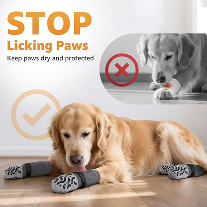 Double Sides Non-Slip Dog Socks to Prevent Licking Paws - Strong Traction for Hardwood Floors, Senior Dogs, Paw Protector, Dog Socks with Grippers - X-Large