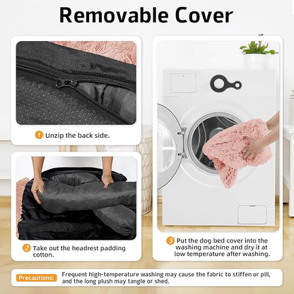 GGIB Calming Dog Bed Fluffy Plush Dog Mat for Furniture Protector with Removable Washable Cover for Large Medium Small Dogs and Cats (Medium, Pink)