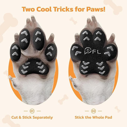 Anti Slip Dog Paw Protector Pads for Senior Dogs, Paw Pads for Dogs Traction, Disposable Self Adhesive Paw Grips for Old Dog on Slippery Hardwood Floor, Black 12 Sets (48pcs) XXL (61-80lbs)