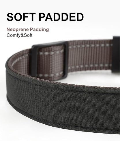 TagME Airtag Dog Collar,Waterproof Reflective Pet Collar with Airtag Holder,Soft Padded and Double D-Rings for Medium Dogs,Brown