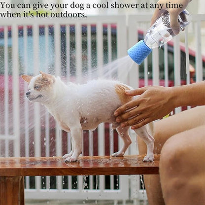 Portable Outdoor Shower for Dogs Bottle Attachment Outdoor Sprayer Accessory for Most Plastic Water Bottles for Bathing Pets During Outdoor Activities, Hiking and Camping. (Blue)