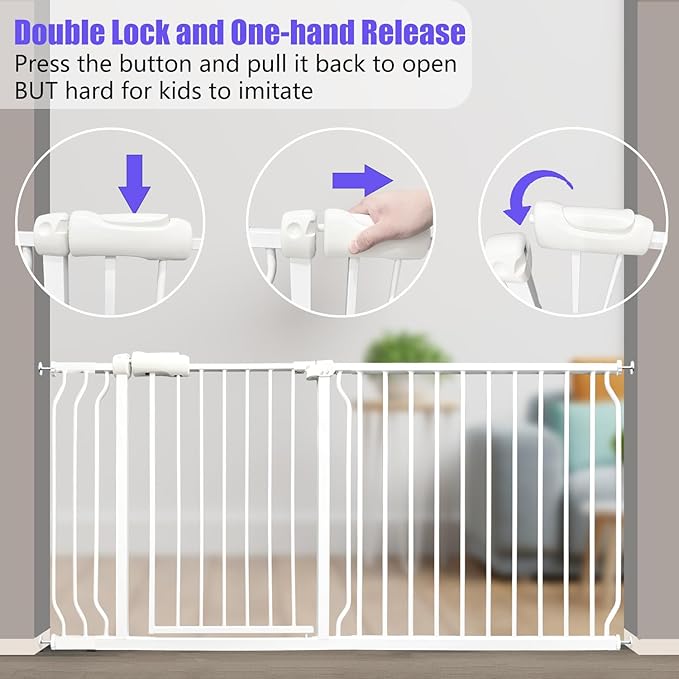 Extra Wide 67-71.5 Inch Baby Gates for Stairs, Doorways - No Drilling, Pressure Mounted Pet Gates for Kids and Dogs
