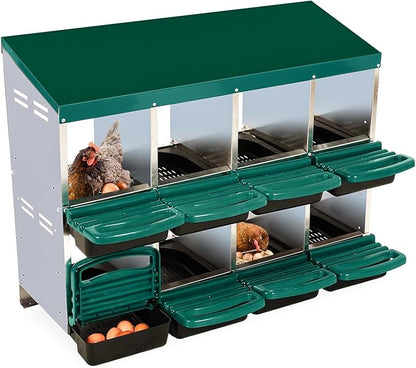 Chicken Nesting Box, 8 Hole 2 Layer Hen Nest Boxes, Nesting Boxes for Chickens, Roll Away Eggs Laying Boxes,Cleanable Pull Out Hen Roosting Boxes