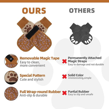 KOOLTAIL Dog Socks for Hot/Cold Pavement to Prevent Licking Paws Scratching,Anti Slip Pet Boots&Paw Protector for Hardwood Floors,Traction Control Grip Booties for Small Medium Large Senior Dogs M