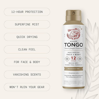 Fragrance Free Insect Repellent, 12-Hour Mosquito & Tick Protection, Picaridin-Based, Water-Based, Lightweight, Quick-Drying, DEET Alternative, Face & Body Use, 3 Pack