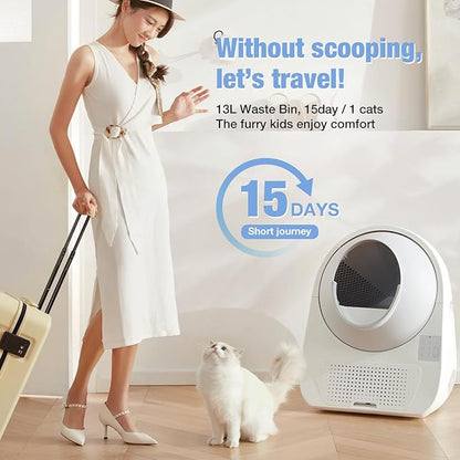CATLINK Self Cleaning Automatic Litter Box for Cats - Hands-Free Cleanup with App Control, Double Odor Removal - Extra Large Size for 3.3~22lbs Cats - Smart Robot Cat Litter Box (Upgrade)