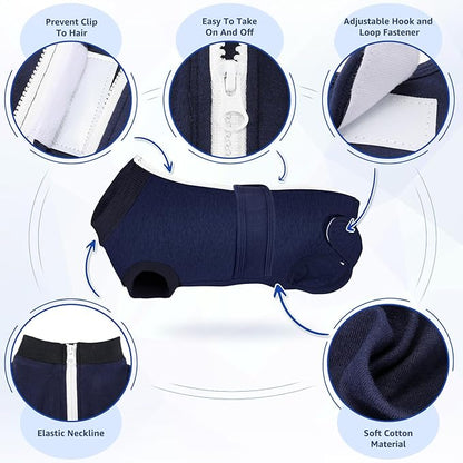 Lukovee Recovery Suit for Dogs, Zipper-On Onesie for Female Male Dog, Abdominal Wounds Cone E-Collar Alternative, Prevent Licking Spay (L, Dark Blue)