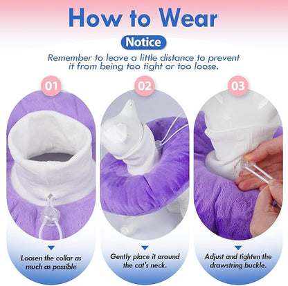 Cat Cone Collar Soft, Adjustable & Lightweight Kitten Elizabethan e Collar to Stop Licking After Surgery, Ideal for Wound Recovery, Durable & Machine Washable, Purple Small