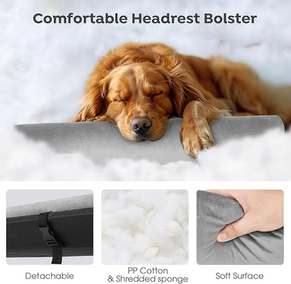 Veehoo Medium Elevated Dog Bed, Outdoor Raised Dog Cot Hammock Bed with One-Sided Removable Headrest Bolster, Cooling Breathable Washable Teslin Mesh, Off Ground, Anti-Slip, M, CWC2204BCP