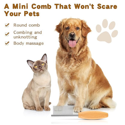 DLUGOPIS 4 In Pet Face and Finishing Comb for Dogs Small Faces Metal Pocket Comb Perfect For Matted Fur Knots Tangles