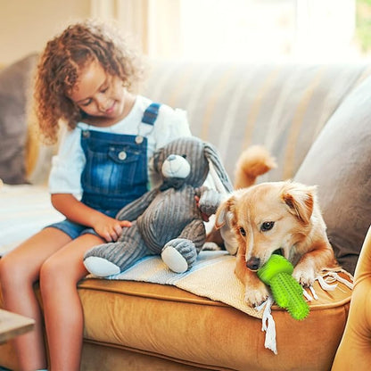 Rubber Squeaky Dog Toothbrush Chew Toy – Teeth Cleaning, Puppy-Safe