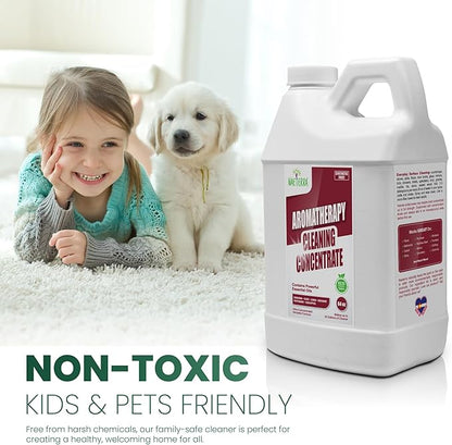 Naeterra Aromatherapy Cleaning Concentrate 64 oz Natural Multi-Surface Cleaner, Plant-Based and Biodegradable, Makes 24 Gallons, Cleaning Essential Oil Formula, Safe for Families and Pets