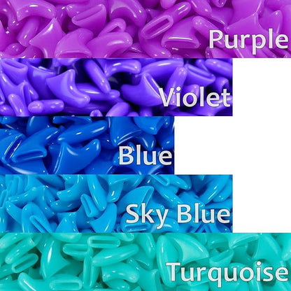 zetpo 100 pcs Cat Nail Caps | Cat Claw Covers | with Adhesives and Applicators (M, Purple, Violet, Blue, Sky Blue, Turquoise)