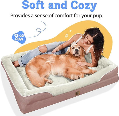 Orthopedic Foam Large Dog Bed XLarge Dog Beds with Removable Washable Cover Pet Bed with Bolster Waterproof Cover Extra Large Dogs Beds Big Size Pet