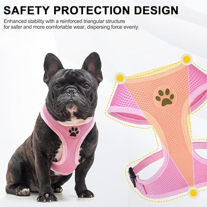 BINGPET No Pull Dog Harness,Soft Mesh Breathable All Weather Vest Harness,Safety Protection Design Durable Adjustable Step-in Easy Walk Dog Harness for Small Medium Large Dogs(LightPink,XL)