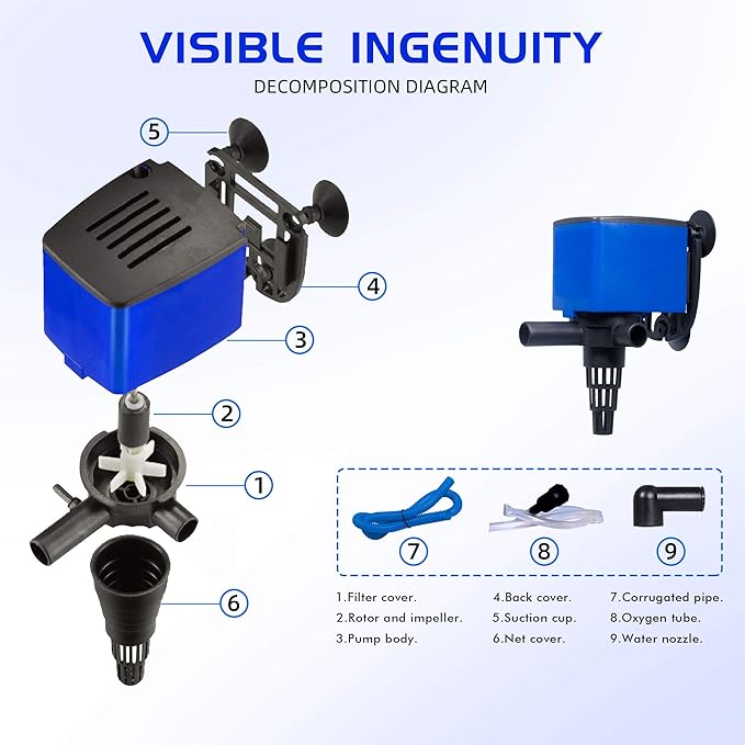 Water Pump 320 GPH Submersible Internal Aquarium Powerhead Water Pump Ultra Quiet for Aquarium,Fish Tank-2 Pack -2 Pack