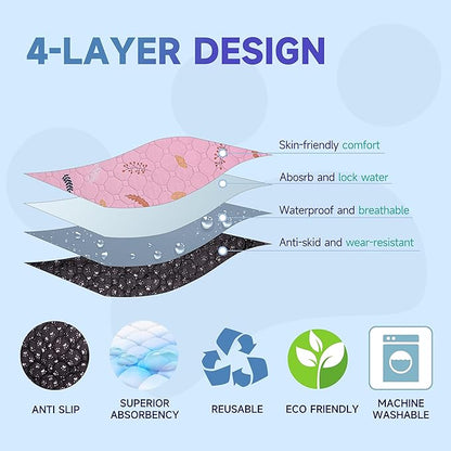 Sunheir Washable Pee Pads for Dogs Extra Large 48" x 60" 2-Pack, Reusable Puppy Pads Pet Training Pads for Dog Playpen Indoor, Waterproof Dog Pee Pads for Puppy Playpen, Whelping Pad - Pink