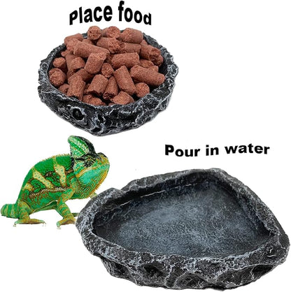 2 Pack Reptile Feeding Dish Corner Bowl, Reptile Water Dish Food Bowl Feeding Terrarium Bowls for Bearded Dragon Lizard Frog Gecko Tortoise Hermit Crab